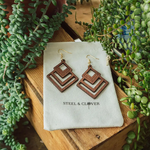 Geometric Brown Wood Earrings