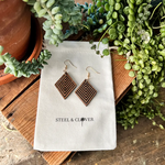Petite Brown Chevron Wooden Earrings