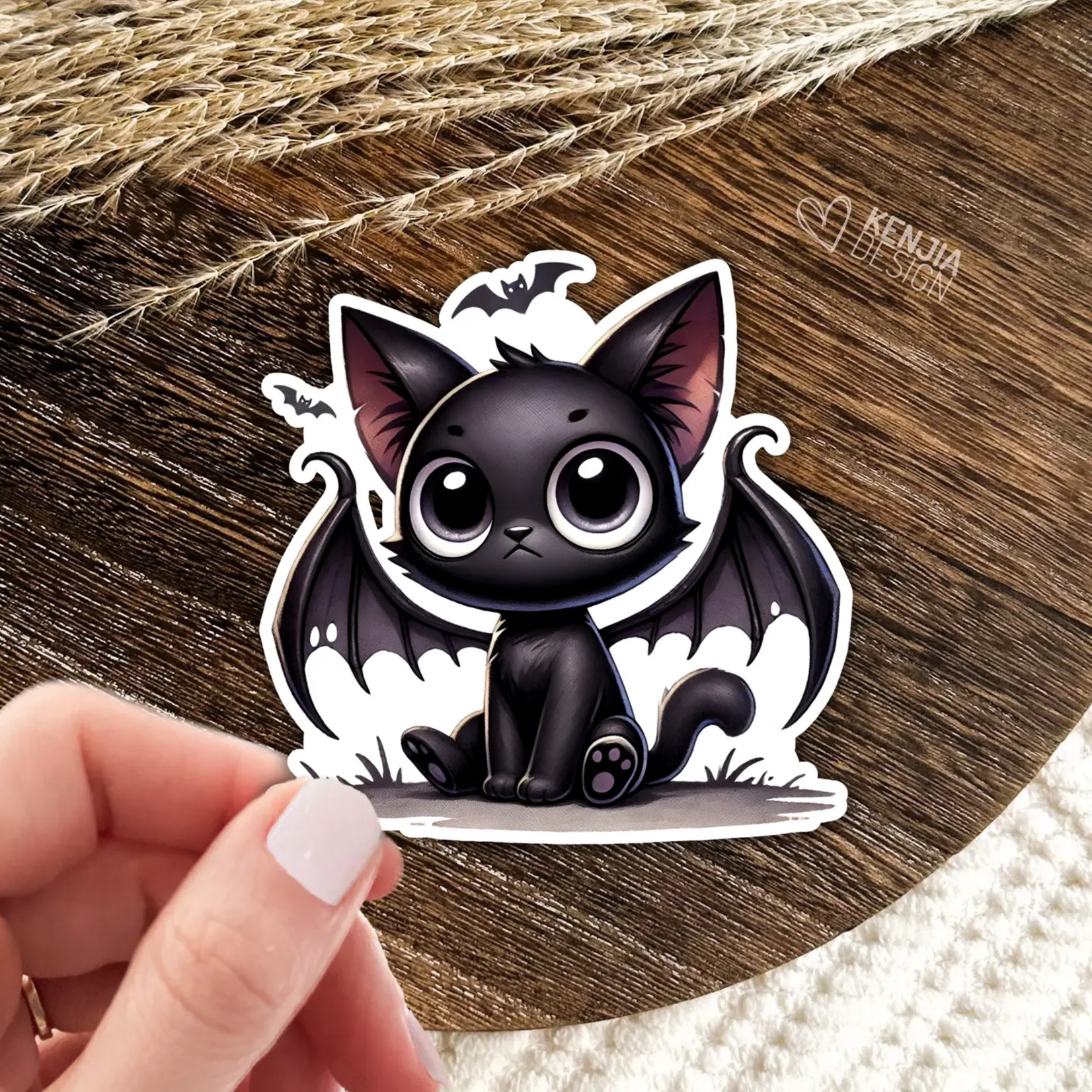 Black Bat Cat Sticker