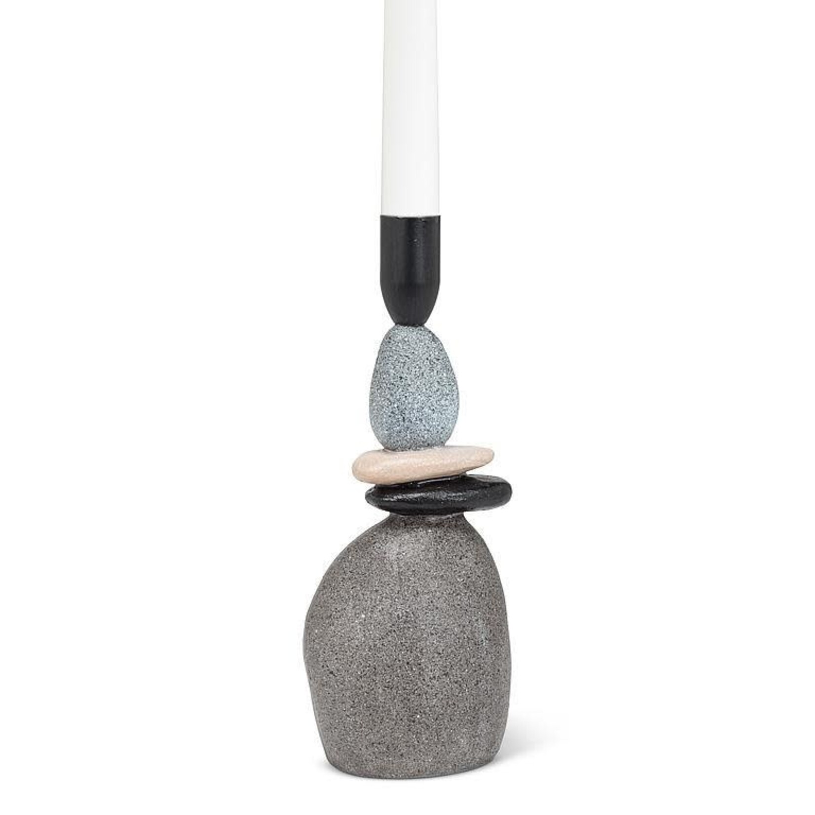 Stacked Stones Taper Candle Holder - 9"H