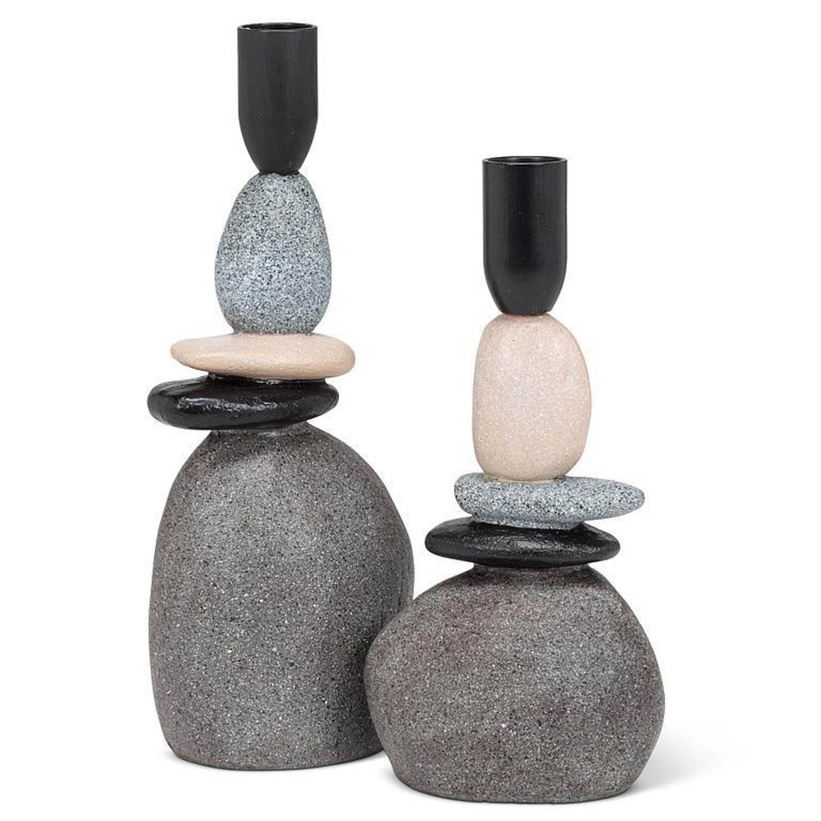 Stacked Stones Taper Candle Holder - 9"H