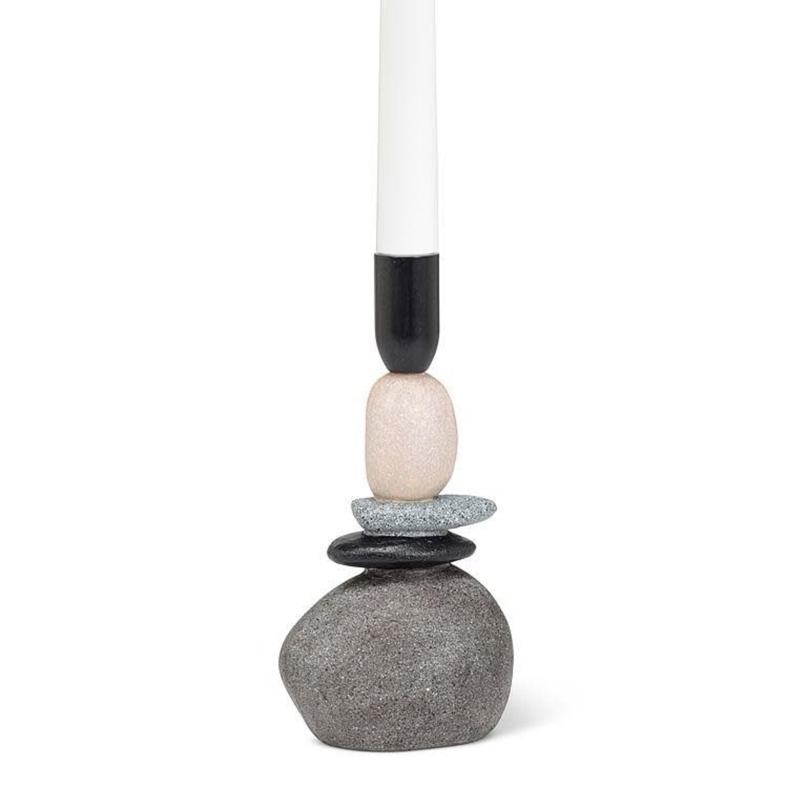 Stacked Stones Taper Candle Holder - 7.5"H
