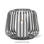 Dark Grey Cage Lantern w LED Candle