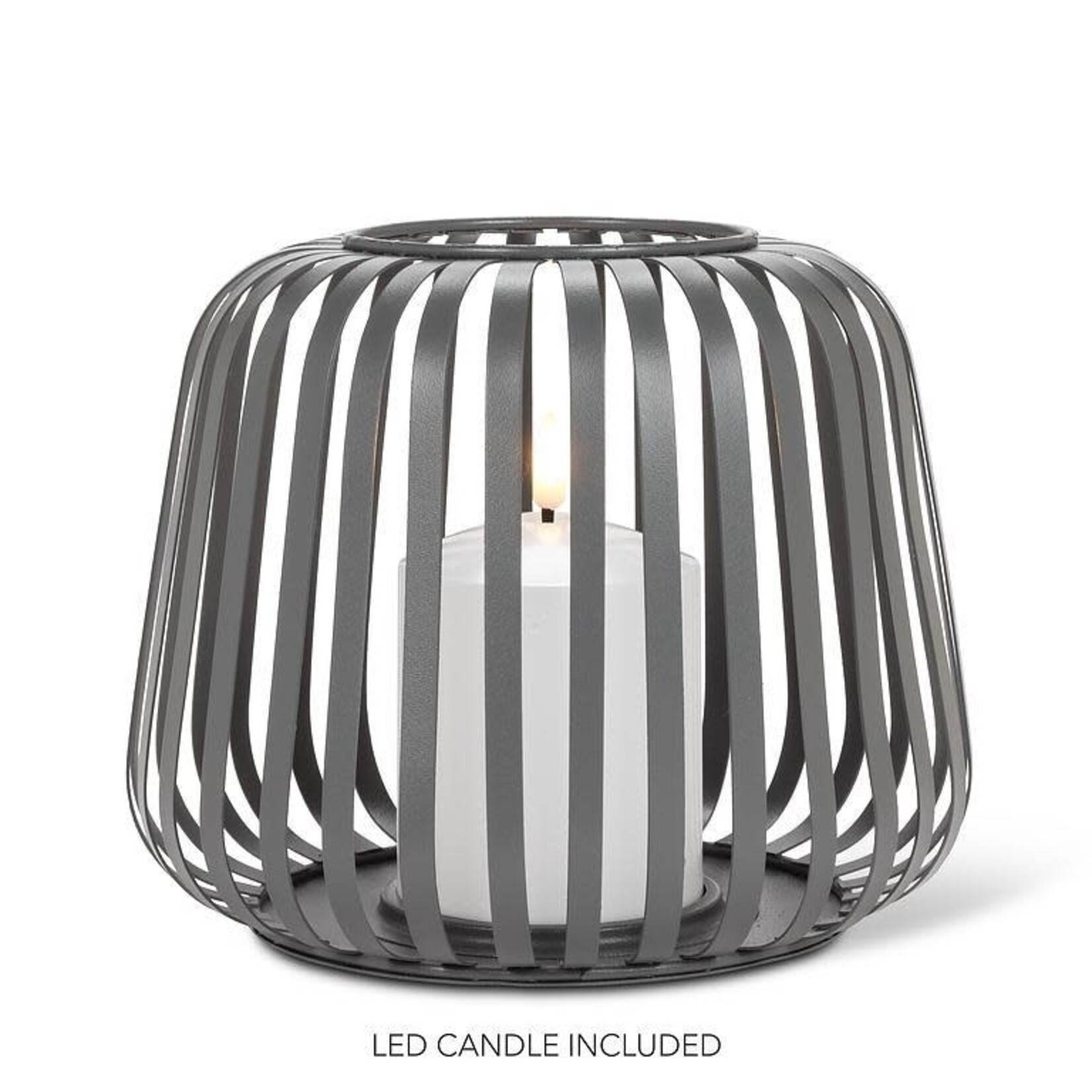 Dark Grey Cage Lantern w LED Candle
