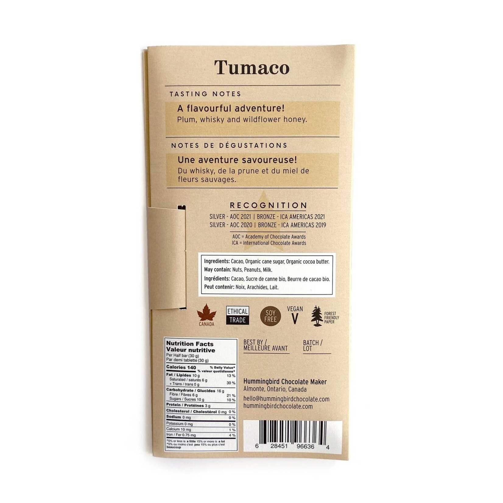 Tumaco 70% Chocolate Bar - 60gr