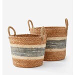 Blue & Natural Seagrass Storage Basket