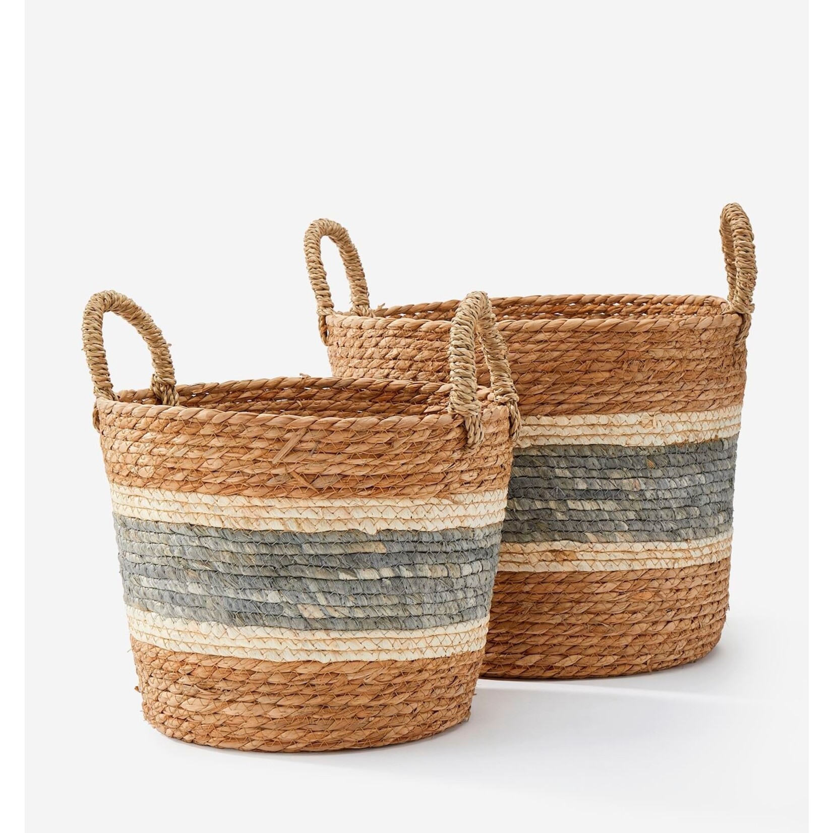 Blue & Natural Seagrass Storage Basket