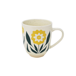 Retro Ceramic Mug w Yellow Flowers