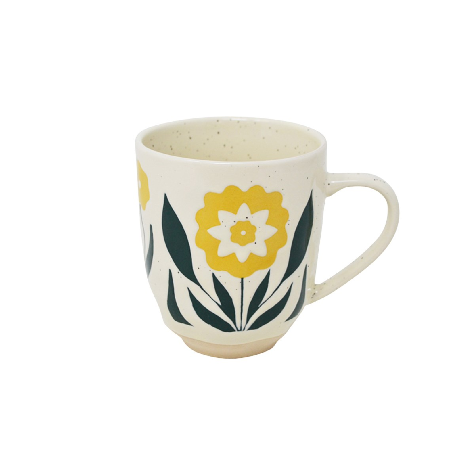 Retro Ceramic Mug w Yellow Flowers