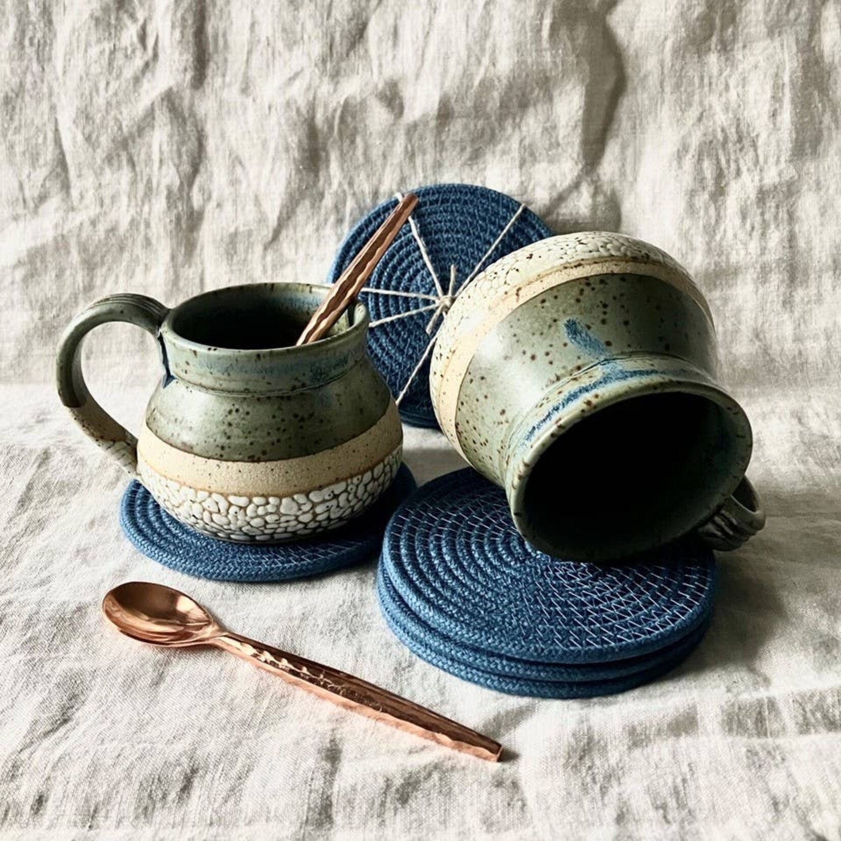 Denim Blue Rope Coasters - Set of 4