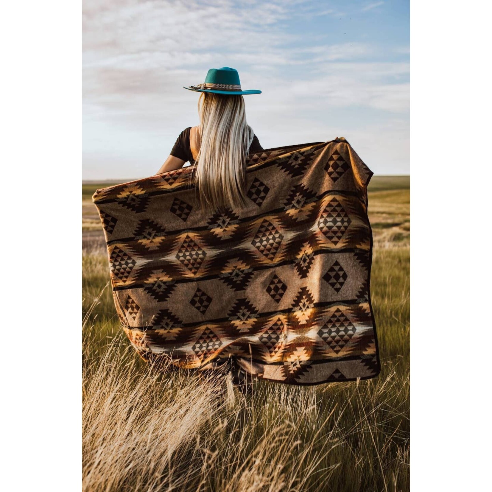 Prairie Sunset Wool Throw Blanket
