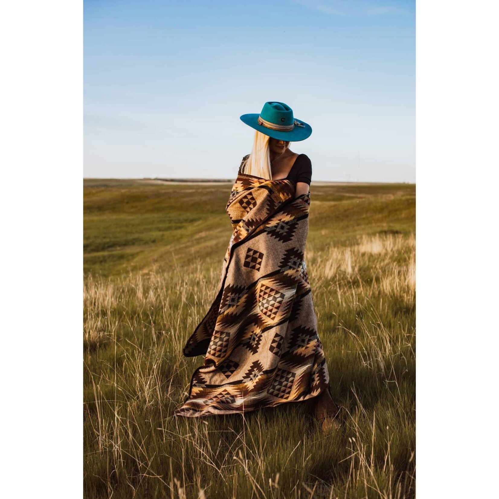 Prairie Sunset Wool Throw Blanket