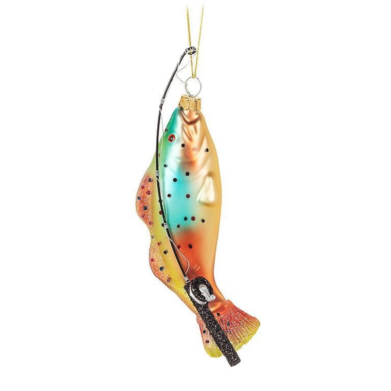 Fish & Rod Glass Ornament