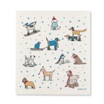 Winter Sports Dog Swedish Dishcloth