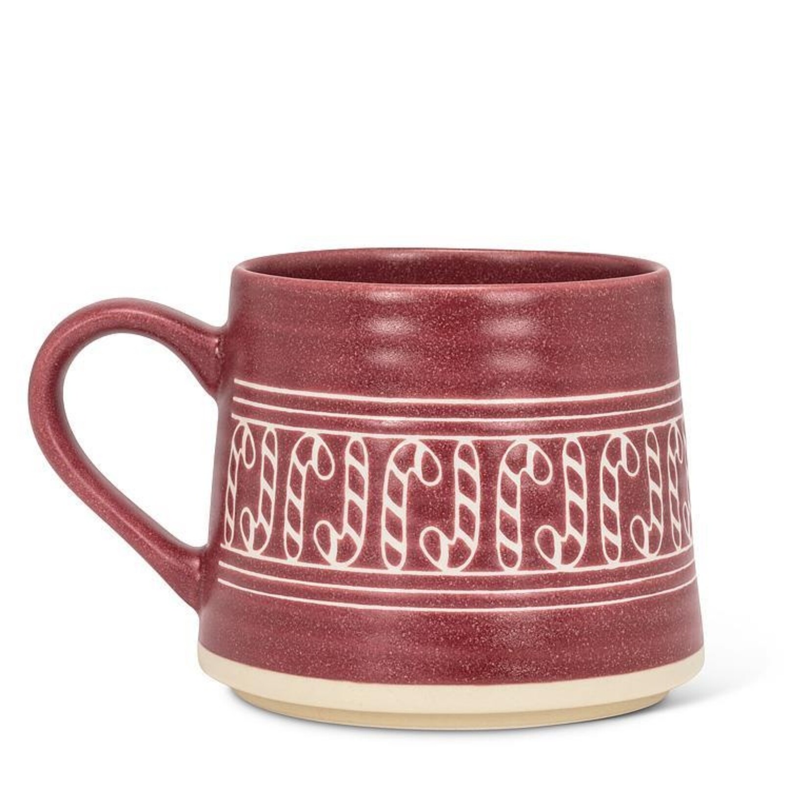 Red Stoneware Candy Cane Mug - 14oz
