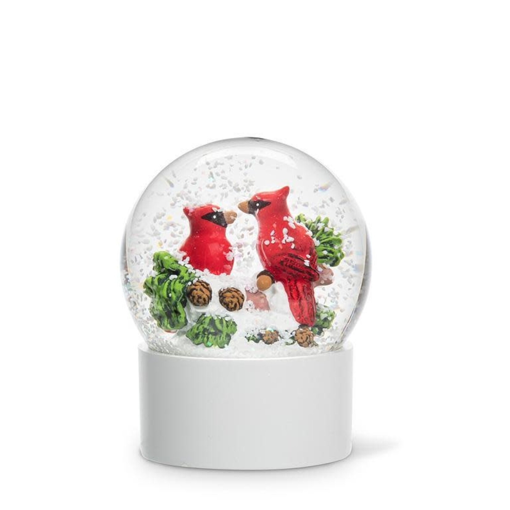 Cardinal Pair in Snow Globe