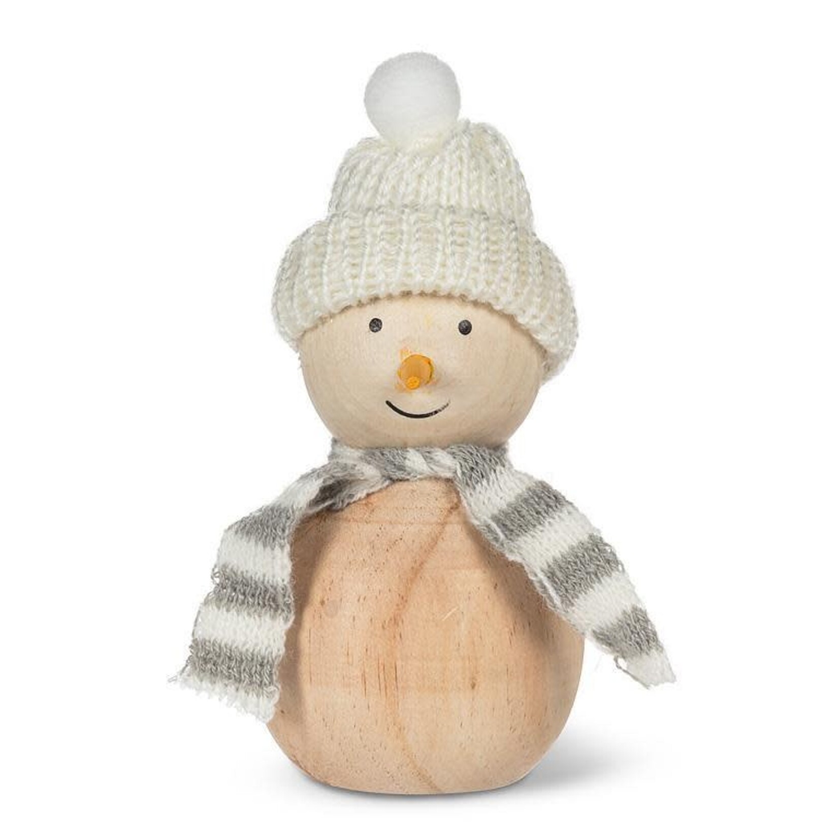 Wood Snowman w Knit Hat
