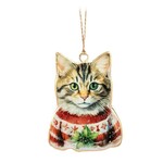 Retro Metal Tabby Cat in Sweater Ornament