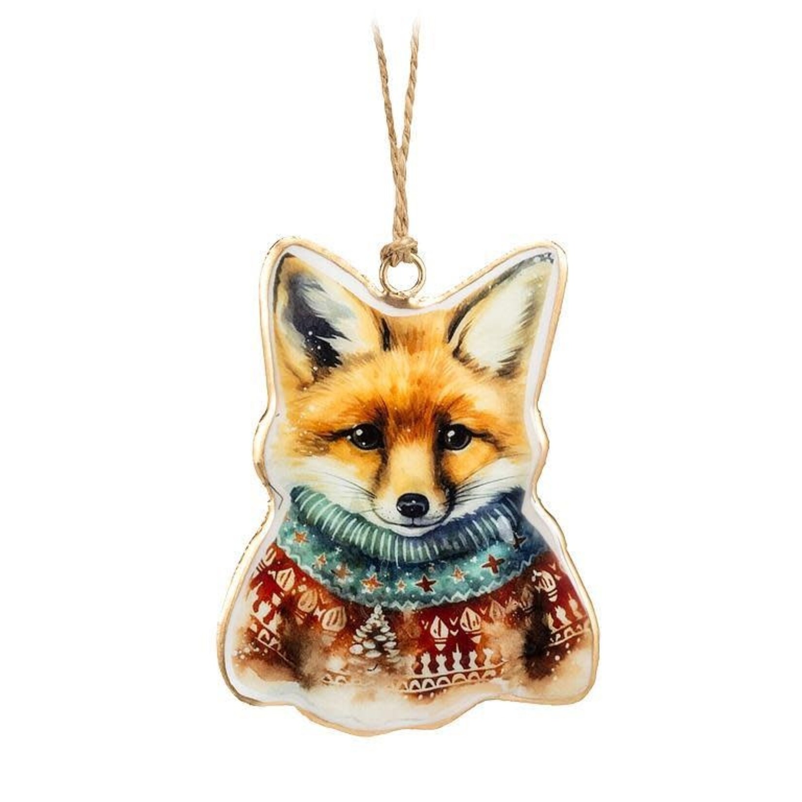 Retro Metal Fox in Sweater Ornament