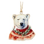 Retro Metal Polar Bear in Sweater Ornament