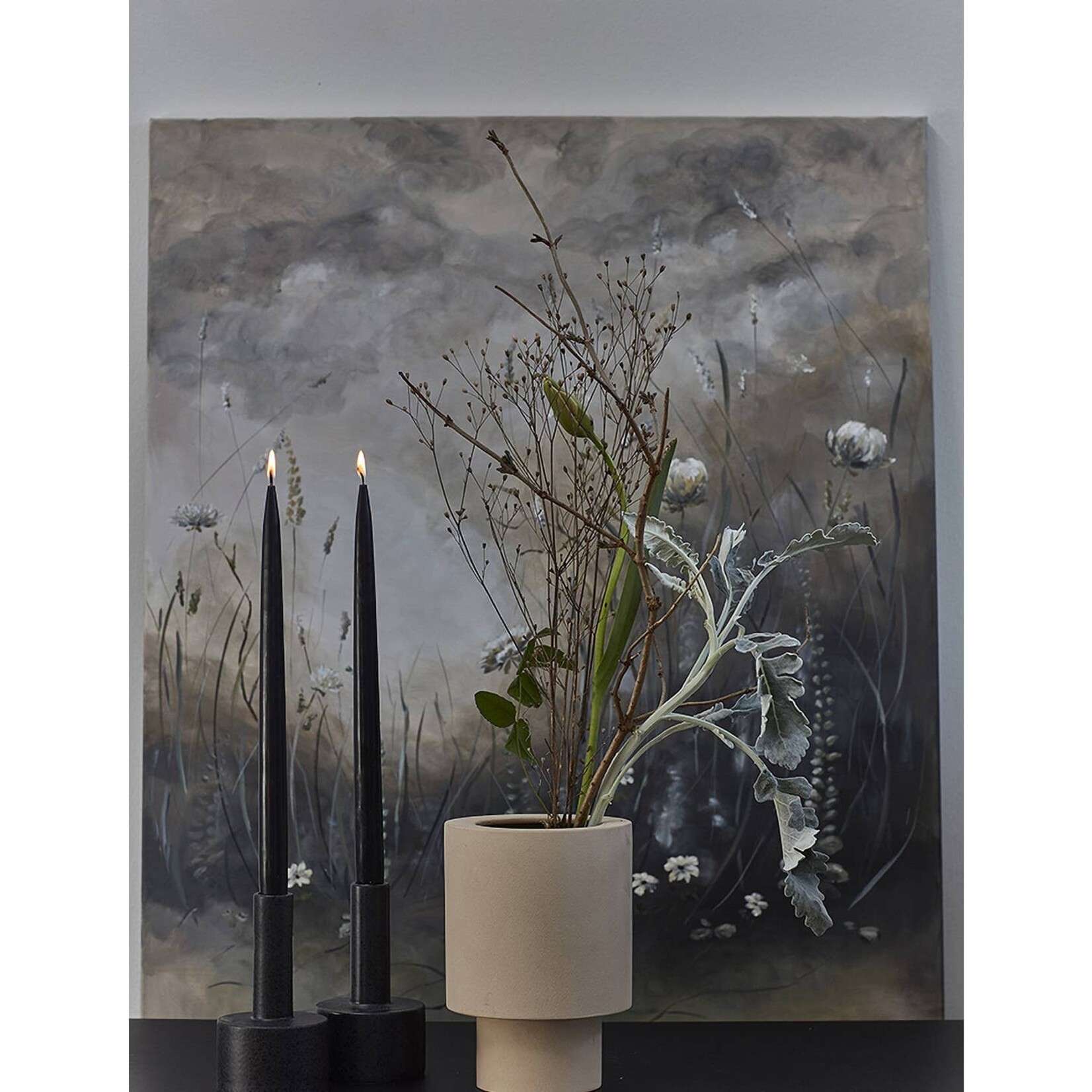Black Taper Candles - Set of 2