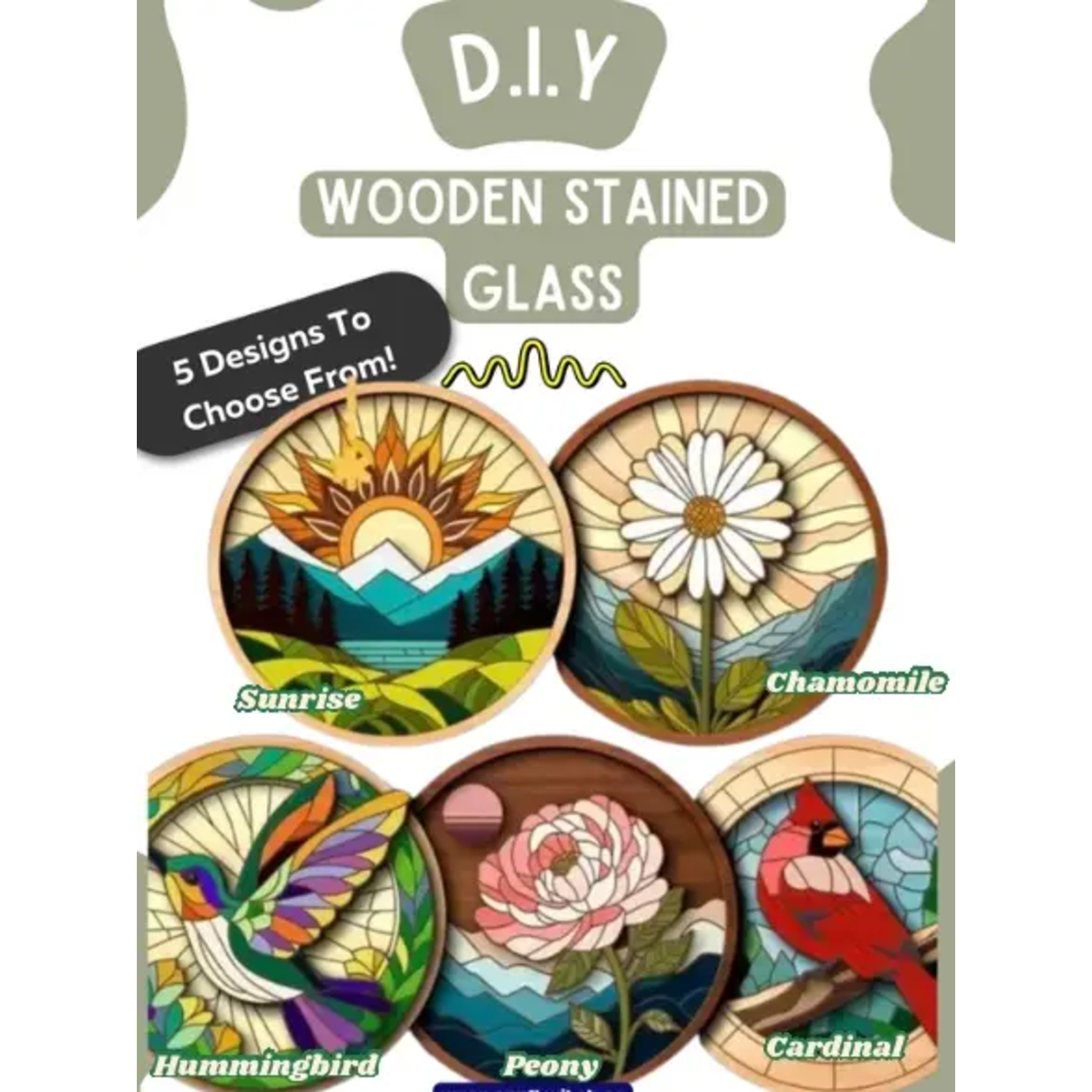 Wooden Stained Glass Paint Kit - Hummingbird