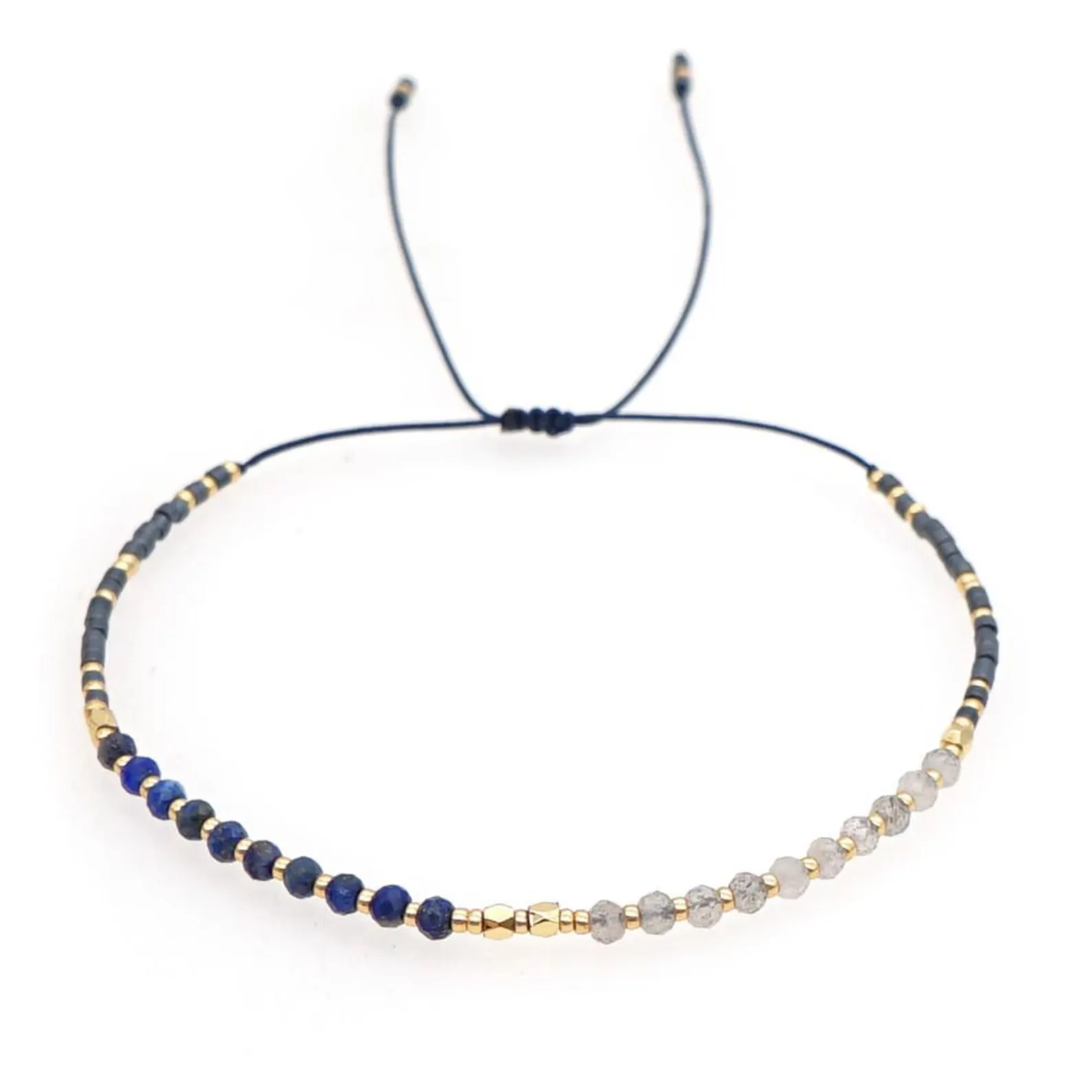 Mini Faceted Gemstone & Miyuki Bead Bracelet - Sodalite & Labradorite