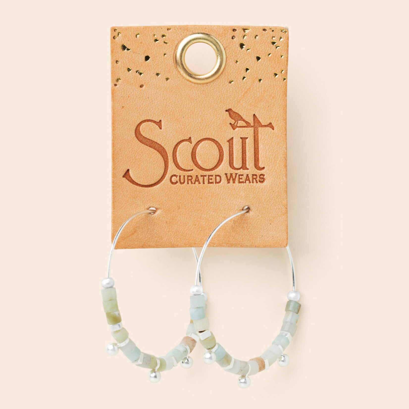 Silver & Amazonite Hoop Earrings