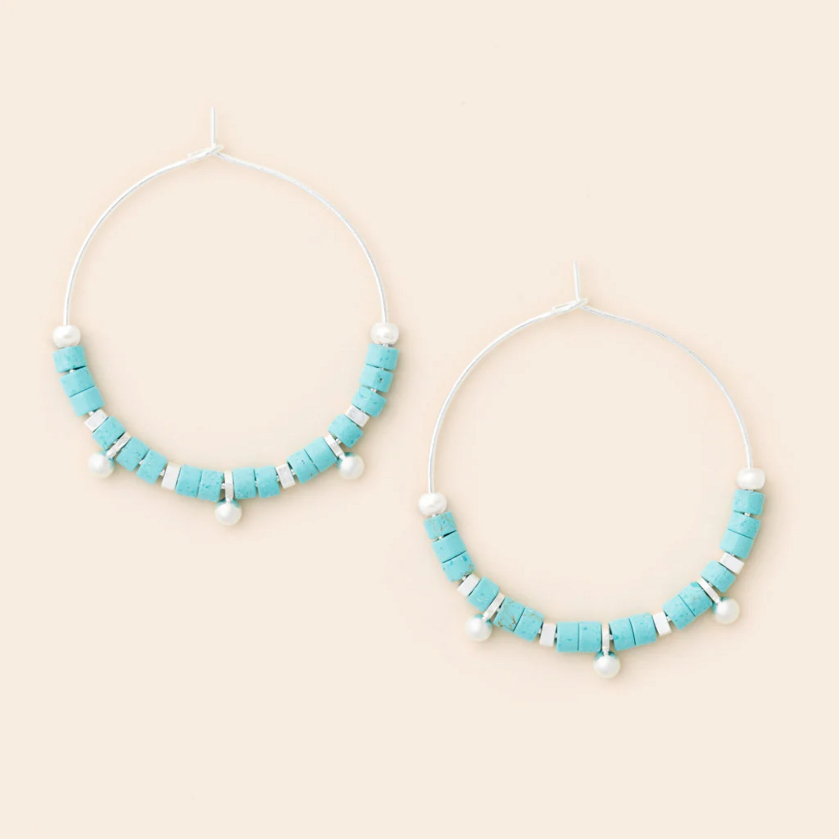Silver & Turquoise Hoop Earrings