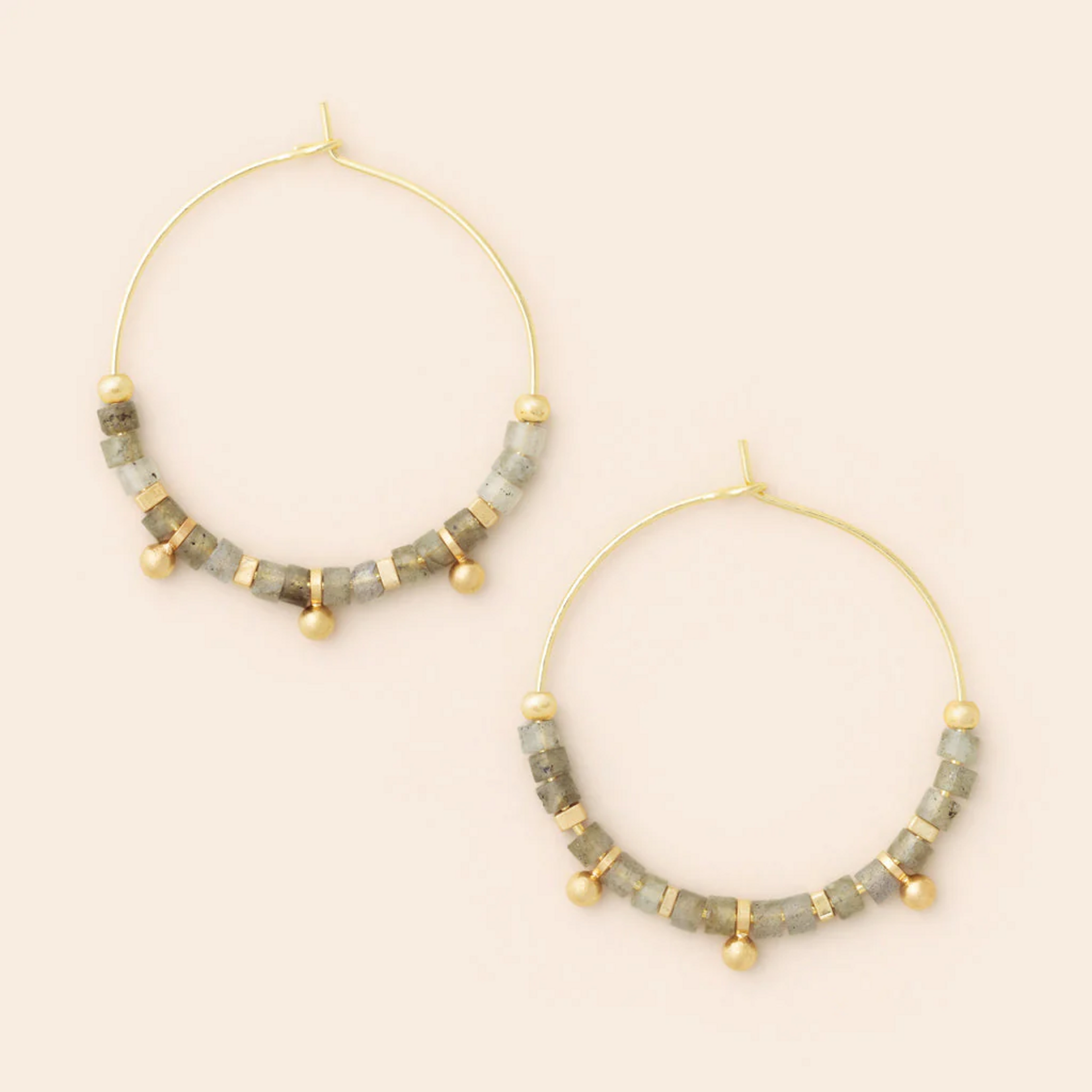 Gold & Labradorite Hoop Earrings