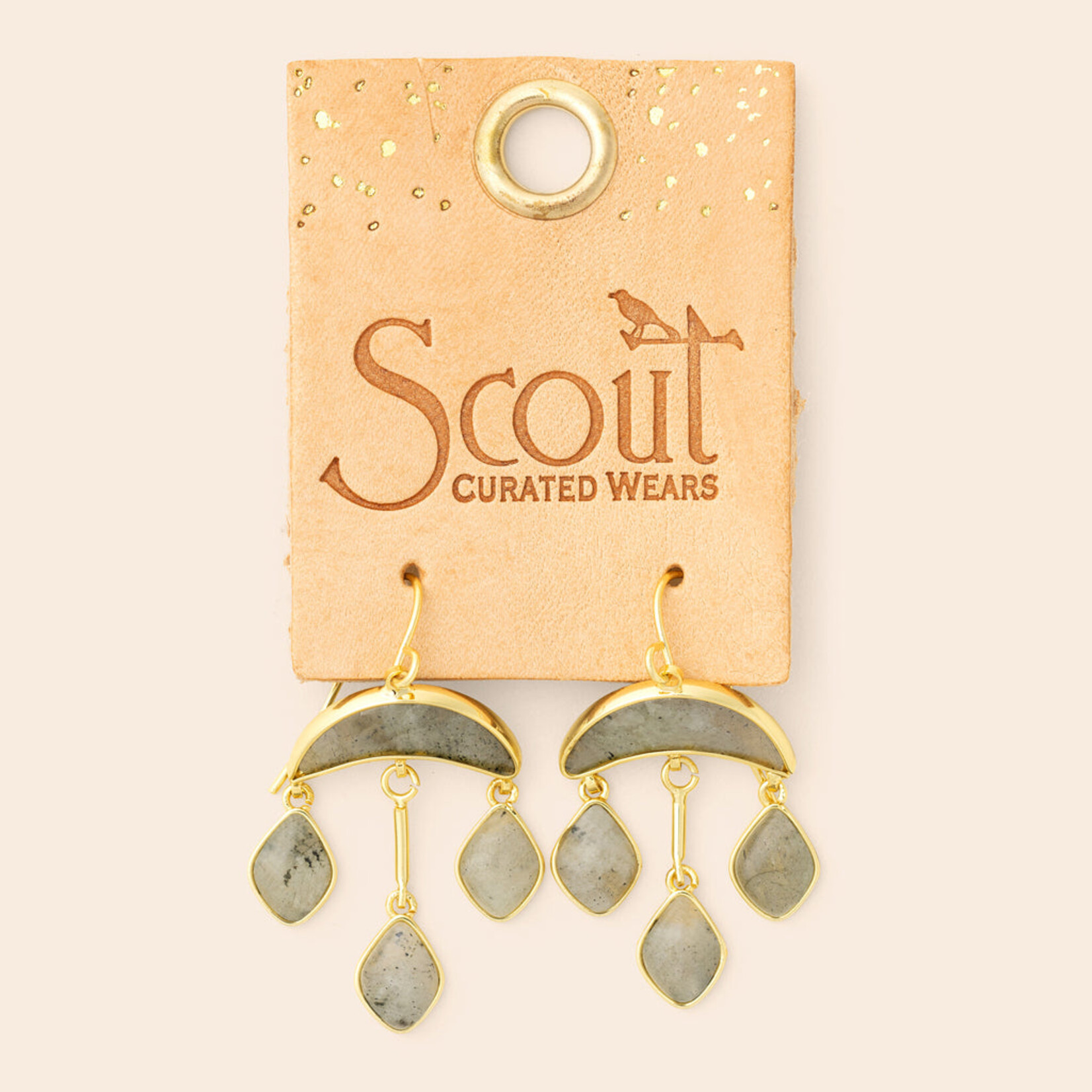 Gold & Labradorite Crescent Drop Earrings