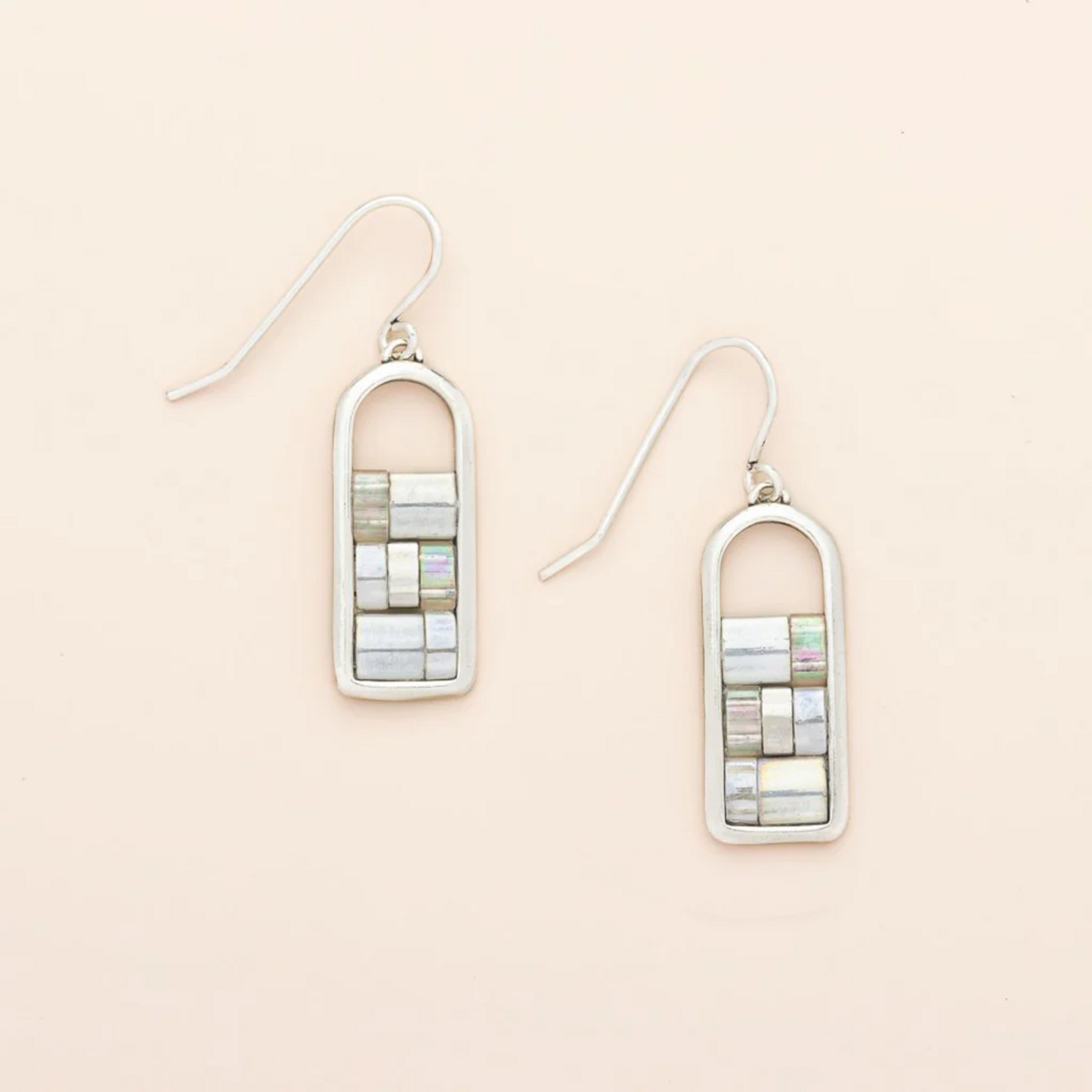 Silver Framed Frost Miyuki Bead Earrings
