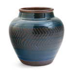 Ceramic Blue & Brown Chevron Vase