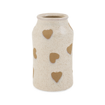 Stoneware White & Sand Speckled Heart Vase