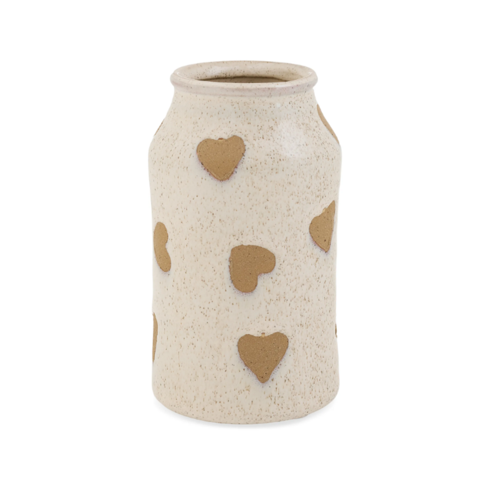 Stoneware White & Sand Speckled Heart Vase