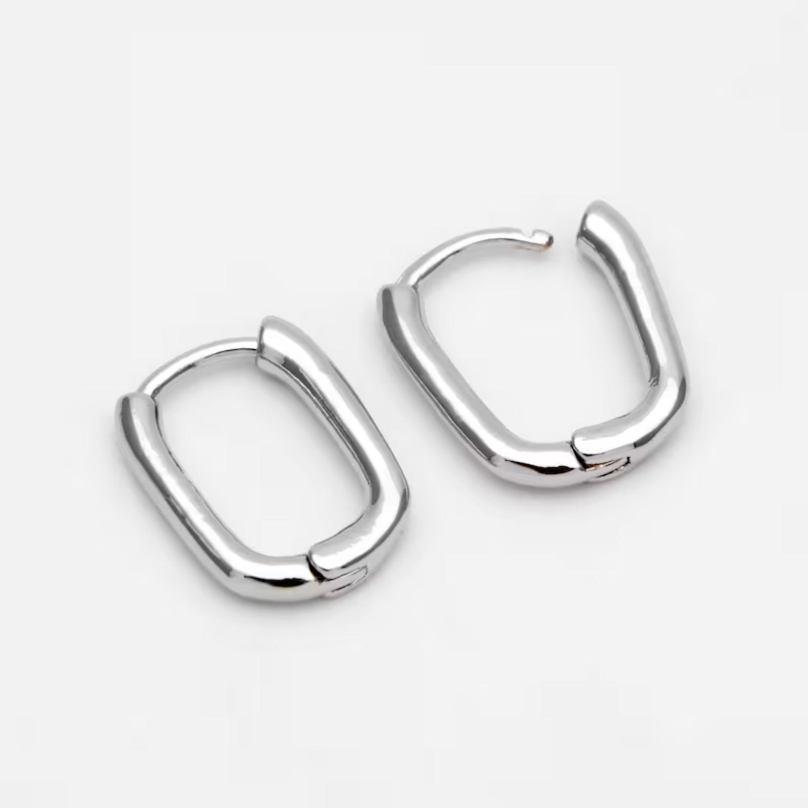 Silver Mini Oval Leverback Hoop