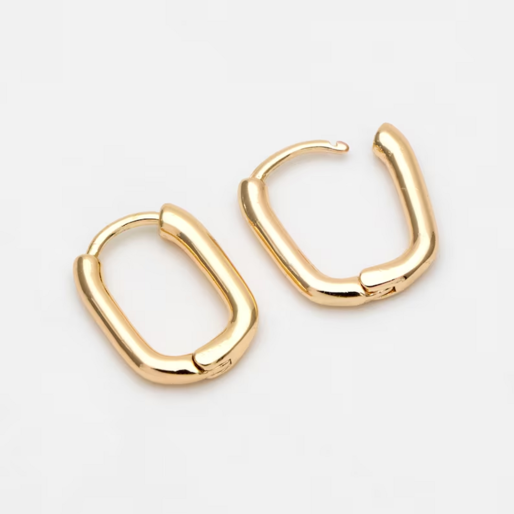 Gold Mini Oval Leverback Hoop