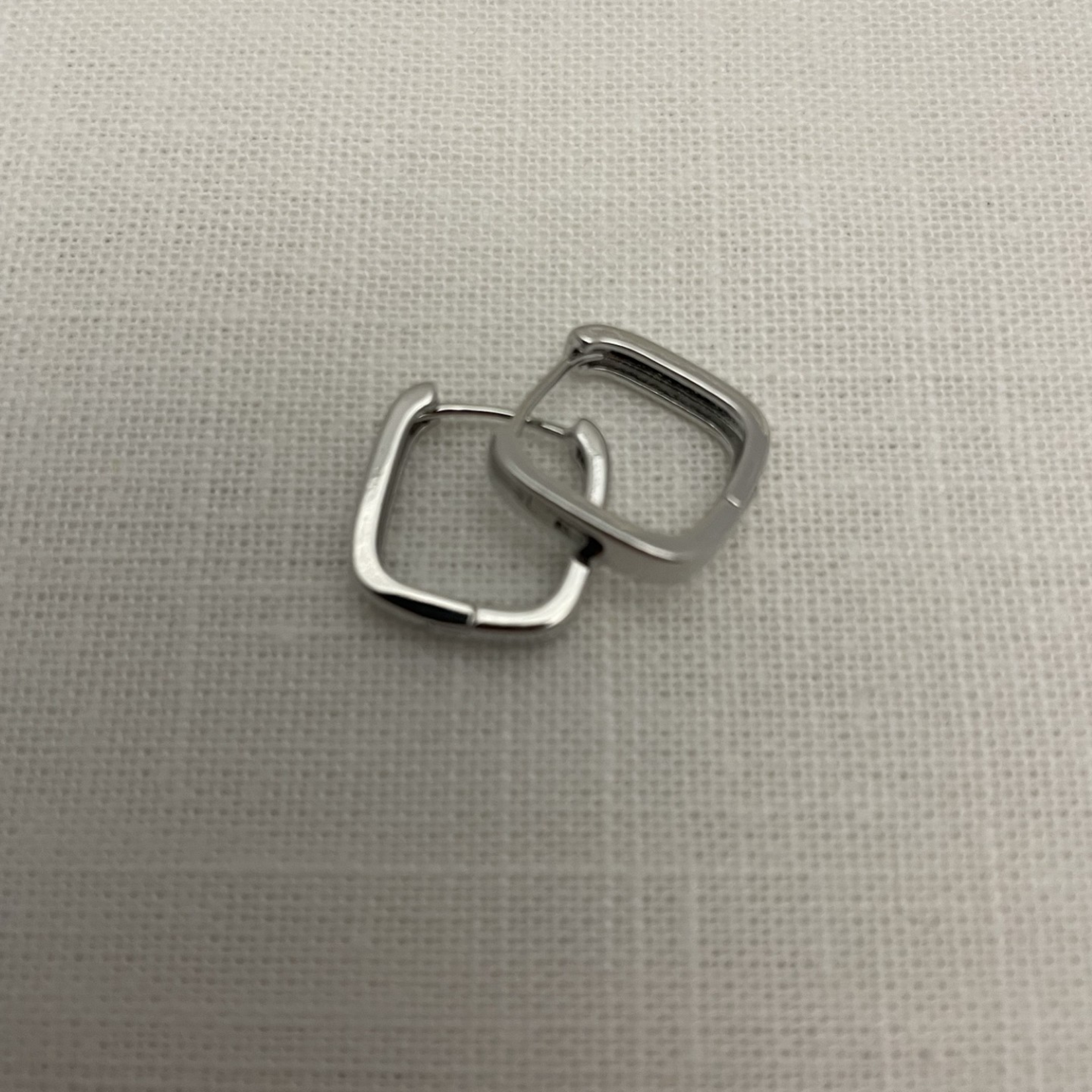 Silver Square Huggie Hoop Earrings