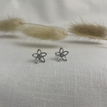 Silver Flower Stud w Cubic Zirconia