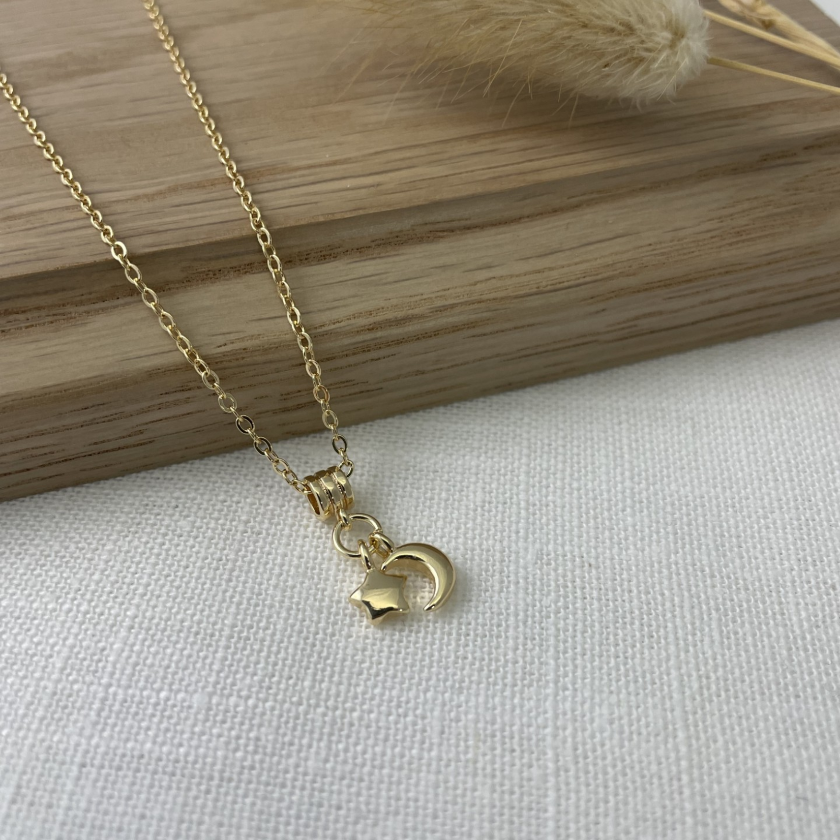 Gold Necklace w Celestial Pendant