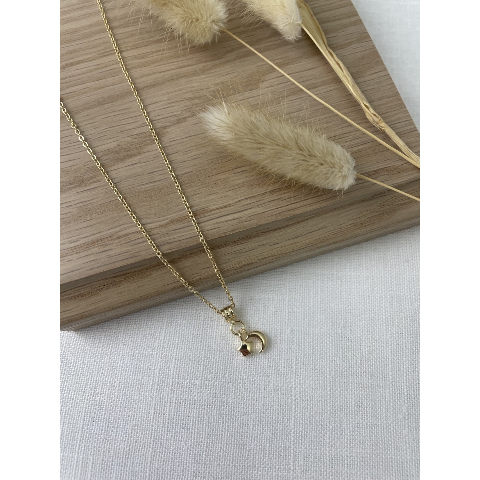 Gold Necklace w Celestial Pendant