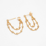 Gold Satellite Chain Stud Earrings