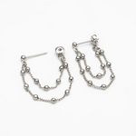 Silver Satellite Chain Stud Earrings