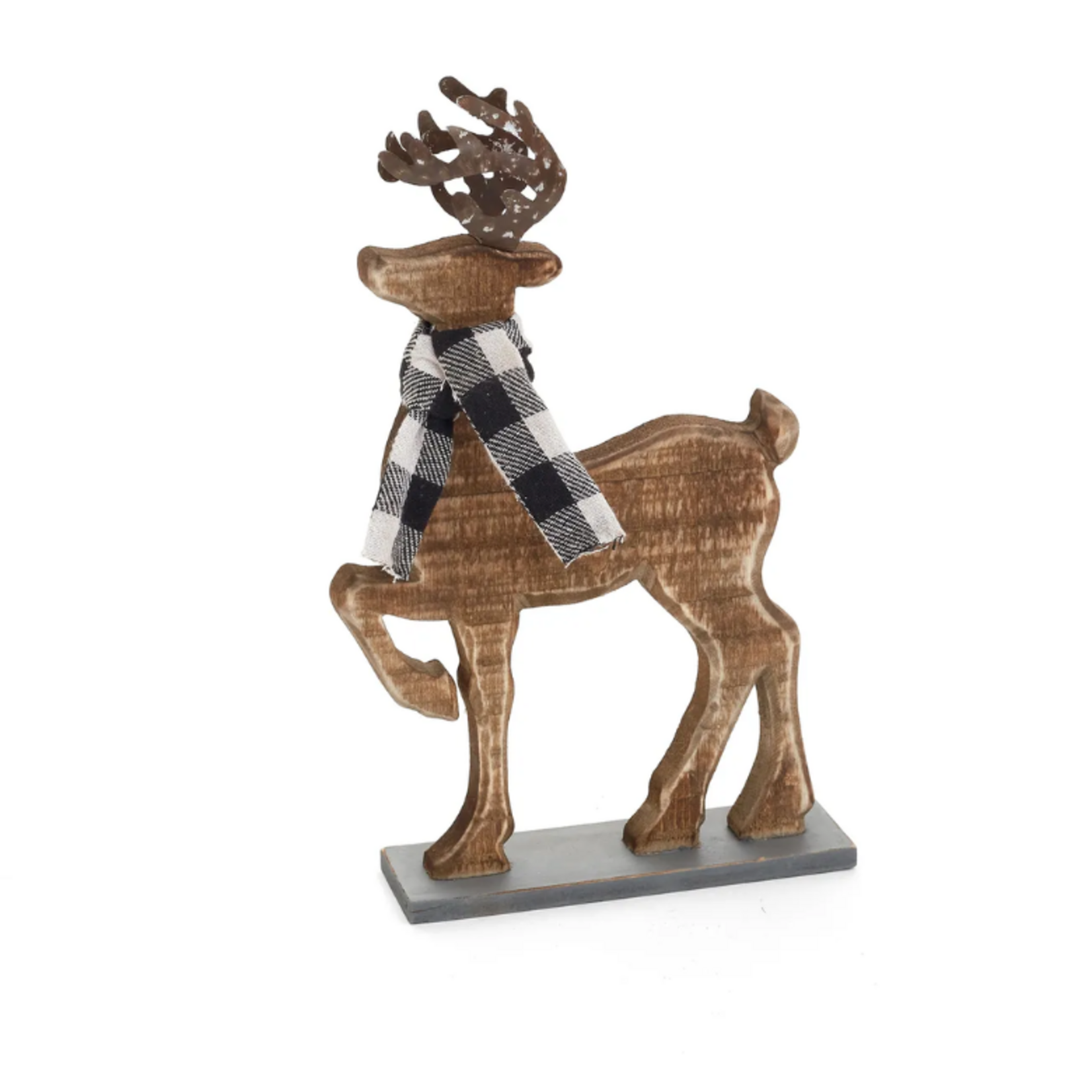 Carved Wood Deer w Scarf