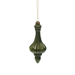 Antiqued Green Finial Glass Ornament