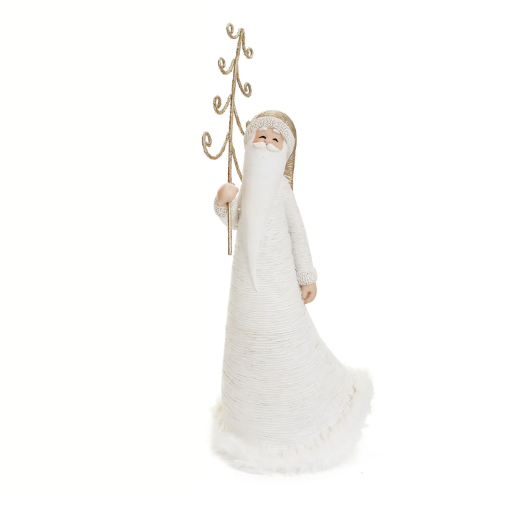 White Santa w Gold Tree Decor