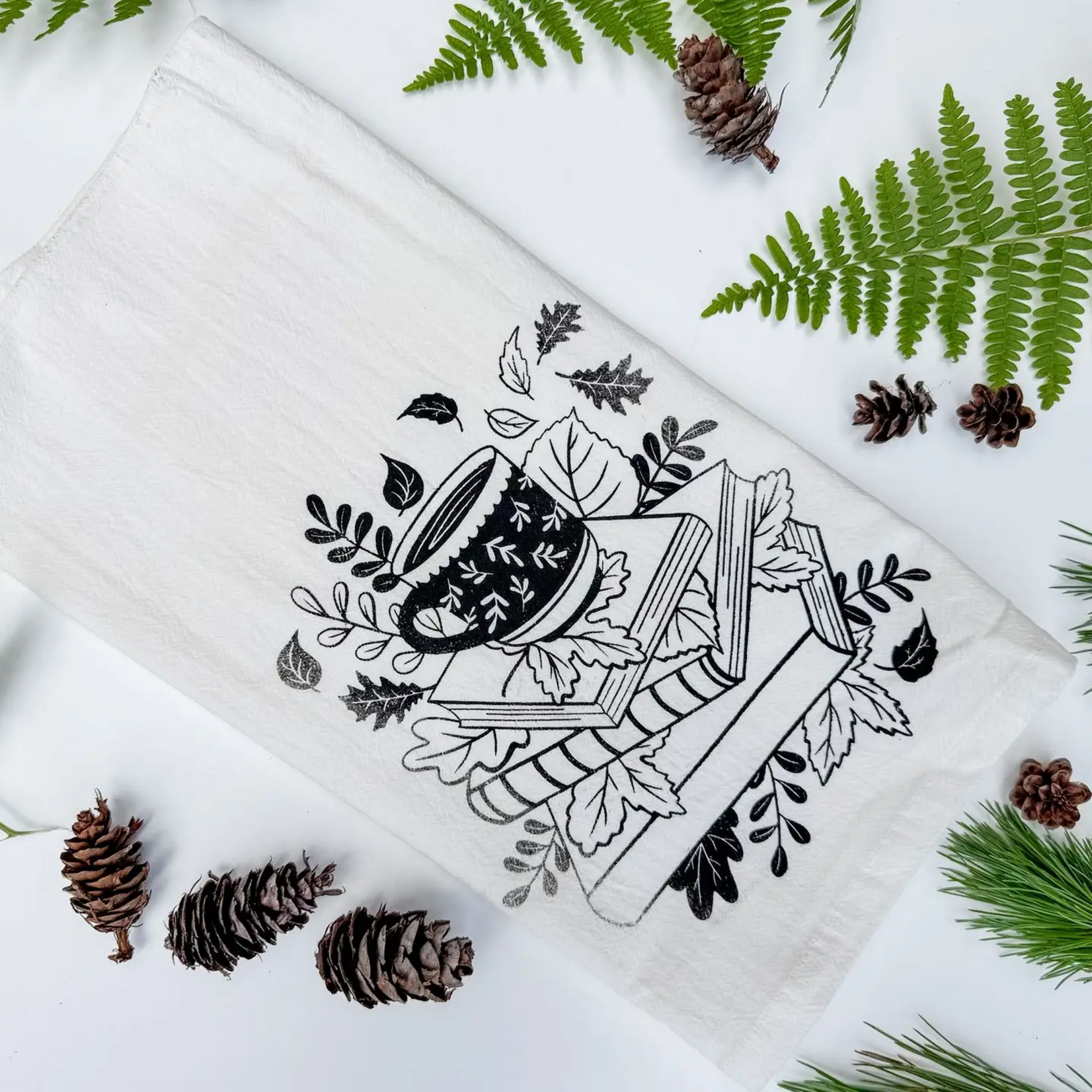 Mug & Books Tea Towel