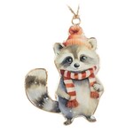 Retro Metal Raccoon in Scarf & Hat Ornament
