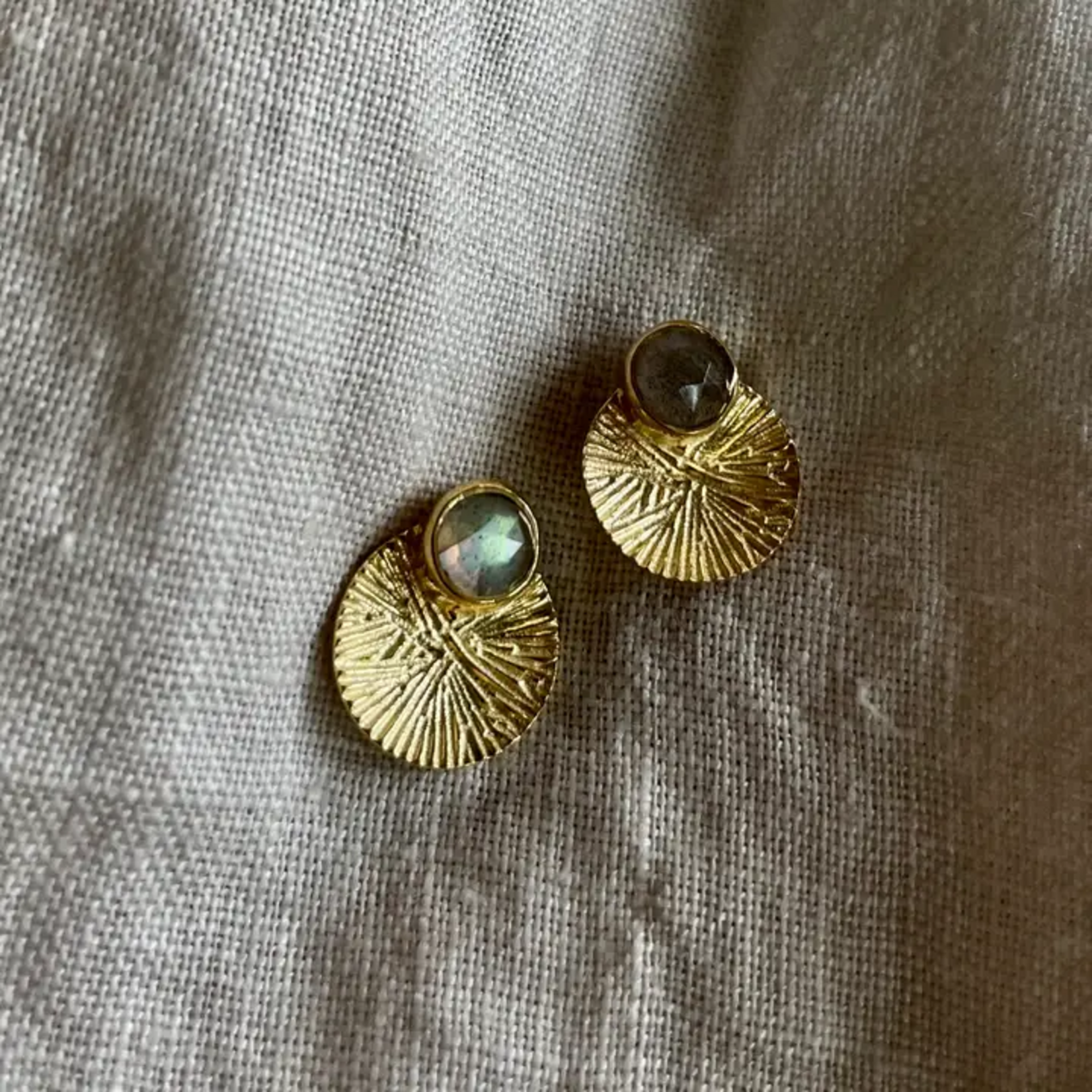 Gold Dion Earrings w Labradorite