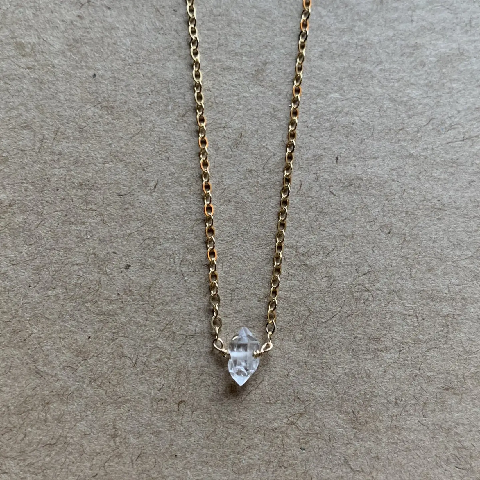 Gold Herkimer Diamond Necklace - 18"